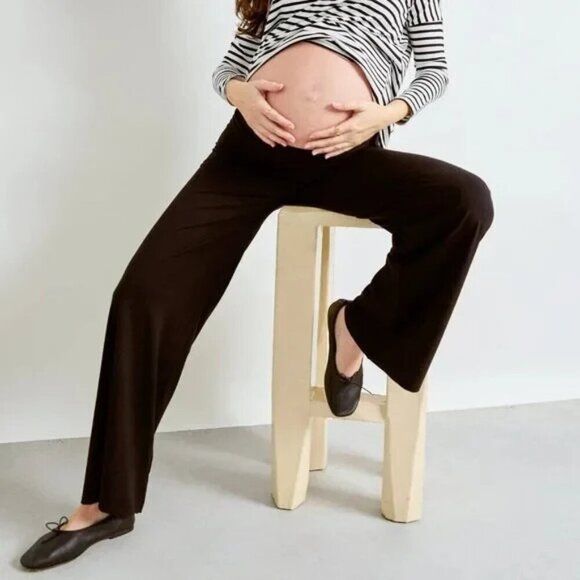 SPANX Pants - Spanx Double Waistband Mid Belly Maternity Flare Women Pants Size 1X Black